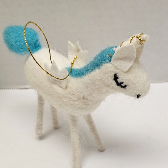 Christmas Felt Spun Wool Holiday Tree Ornament Animal Mrs Unicorn Wings Llama - Picture 2 of 10